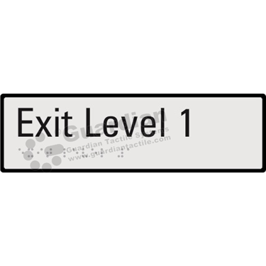 Product photo: Exit Level 1 in Silver (190x60mm) with Black Border [GBS-02EXIT1-SV-WB]
