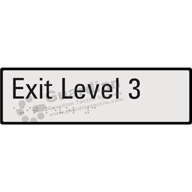 Product photo: Exit Level 3 in Silver (190x60mm) with Black Border [GBS-02EXIT3-SV-WB]
