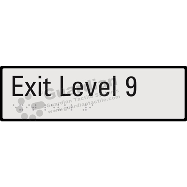 Product photo: Exit Level 9 in Silver (190x60mm) with Black Border [GBS-02EXIT9-SV-WB]