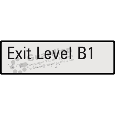 Product photo: Exit Level B1 in Silver (190x60mm) with Black Border [GBS-02EXITB1-SV-WB]