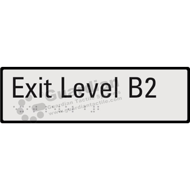 Product photo: Exit Level B2 in Silver (190x60mm) with Black Border [GBS-02EXITB2-SV-WB]