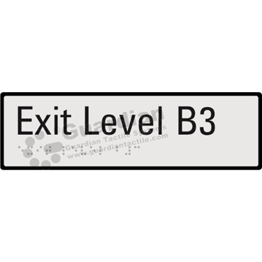 Product photo: Exit Level B3 in Silver (190x60mm) with Black Border [GBS-02EXITB3-SV-WB]