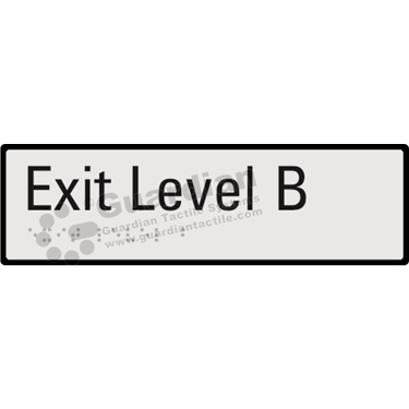 Product photo: Exit Level B in Silver (190x60mm) with Black Border [GBS-02EXITB-SV-WB]