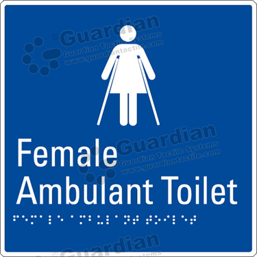 Product photo: Female Ambulant Toilet in Blue (190x190mm) with White Border [GBS-02FAT-BL-WB]