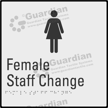 Product photo: Female Staff Change in Silver (190x190mm) with Black Border [GBS-02FSC-SV-WB]