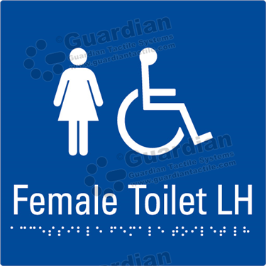 Product photo: Female Toilet LH in Blue (180x180mm) [GBS-02FTL-BL-NB]