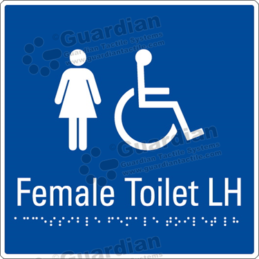 Product photo: Female Toilet LH in Blue (190x190mm) with White Border [GBS-02FTL-BL-WB]
