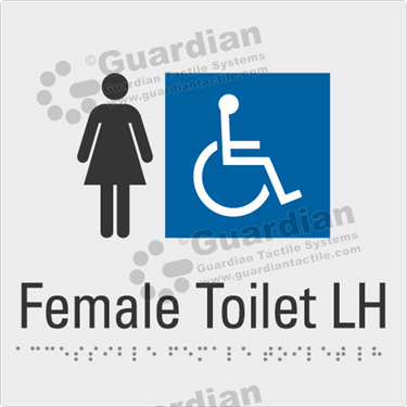 Product photo: Female Toilet LH in Silver (180x180mm) [GBS-02FTL-SV-NB]