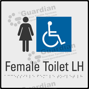 Product photo: Female Toilet LH in Silver (190x190mm) with Black Border [GBS-02FTL-SV-WB]