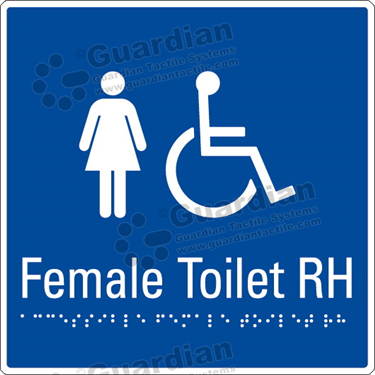 Product photo: Female Toilet RH in Blue (190x190mm) with White Border [GBS-02FTR-BL-WB]