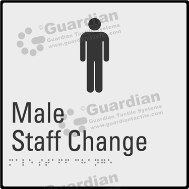 Product photo: Male Staff Change in Silver (190x190mm) with Black Border [GBS-02MSC-SV-WB]