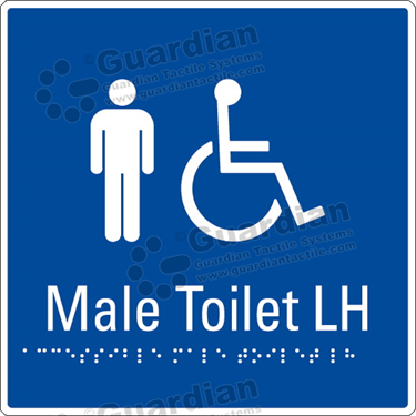 Product photo: Male Toilet LH in Blue (190x190mm) with White Border [GBS-02MTL-BL-WB]
