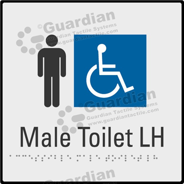 Product photo: Male Toilet LH in Silver (190x190mm) with Black Border [GBS-02MTL-SV-WB]