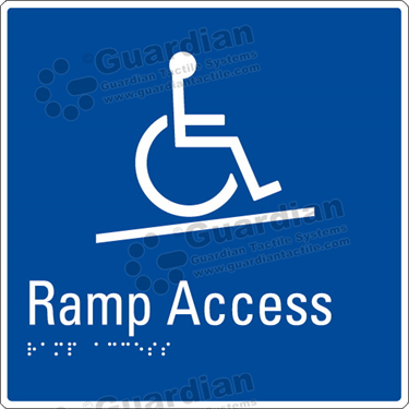 Product photo: Ramp Access in Blue (190x190mm) with White Border [GBS-02RA-BL-WB]