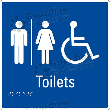 Product photo: Toilet (Airlock or Corridor Entry) in Blue (190x190mm) with White Border [GBS-02TA-BL-WB]