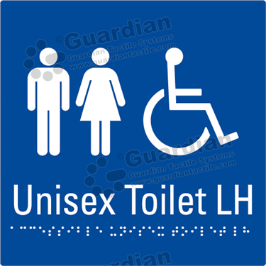 Product photo: Unisex Accessible Toilet LH in Blue (180x180mm) [GBS-02UATL-BL-NB]