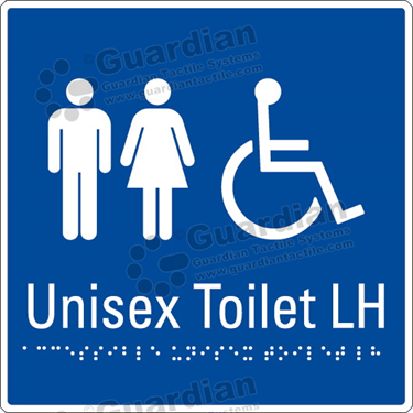 Product photo: Unisex Accessible Toilet LH in Blue (190x190mm) with White Border [GBS-02UATL-BL-WB]