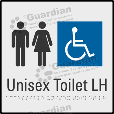 Product photo: Unisex Accessible Toilet LH in Silver (190x190mm) with Black Border [GBS-02UATL-SV-WB]