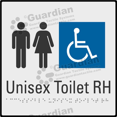 Product photo: Unisex Accessible Toilet RH in Silver (190x190mm) with Black Border [GBS-02UATR-SV-WB]