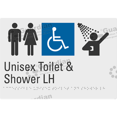 Product photo: Unisex Accessible Toilet & Shower LH in Silver (260x180mm) [GBS-02UATSL-SV-NB]