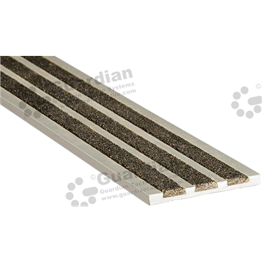 Product photo: Aluminium Recessed Strip in Silver (3x50mm) - 3 x Black Carborundum Insert Strips [GSN-02RS3-BK]